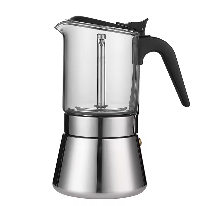 Patented Products Glass Mocha Pot Induction Stainless Steel Stove-top Espresso Mocha Pot Manual Moka Coffee Pot
